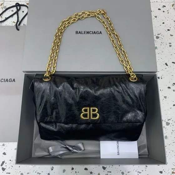 Balenciaga Monaco Medium Chain Bag Black Shoulder Bag
