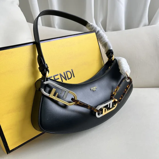 Fendi O Lock Swing Black Shoulder Bag