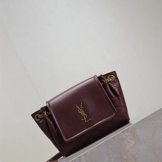 YSL Nolita Mini Burgundy Shoulder Bag