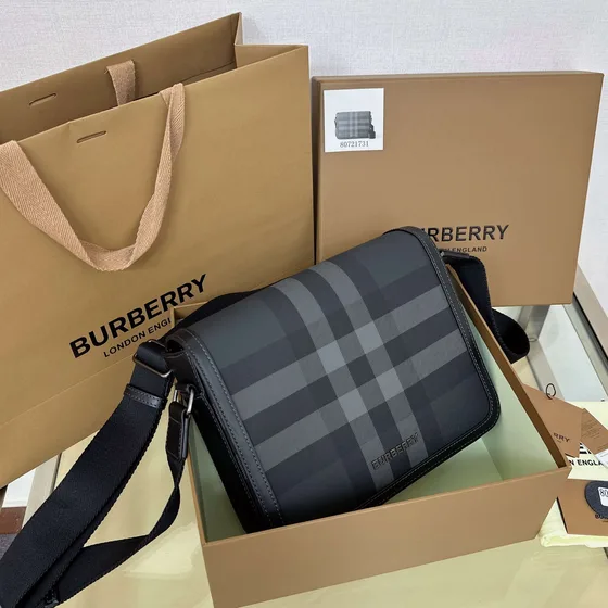 Burberry Check Crossbody Bag Charcoal Crossbody