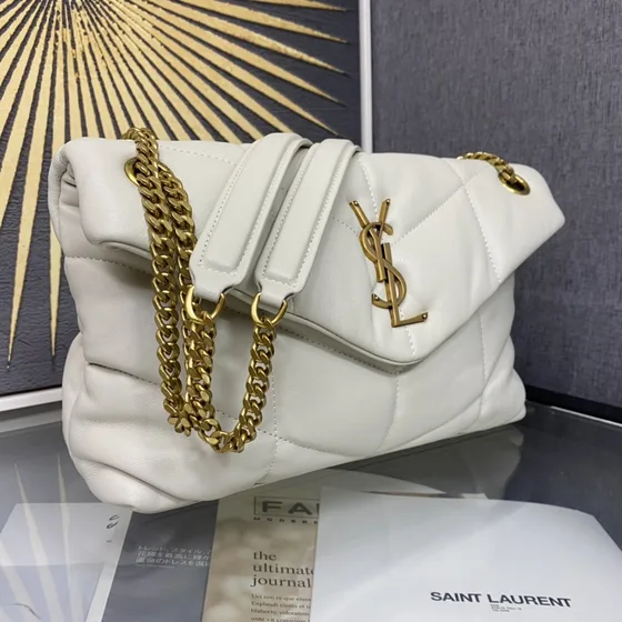 YSL Loulou Puffer White Shoulder Bag
