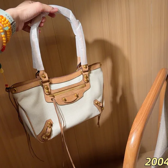 Balenciaga City Blanc/Natural Anse supérieure
