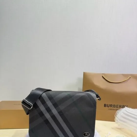 Burberry London Check Messenger Bag Charcoal Crossbody