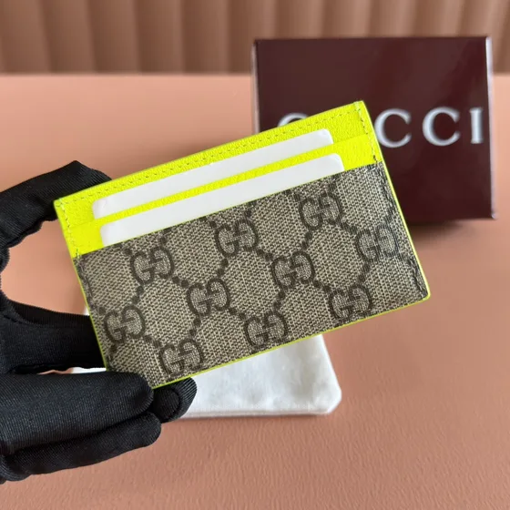 Gucci Gg Card Holder Beige/Neon Geel Card Holder