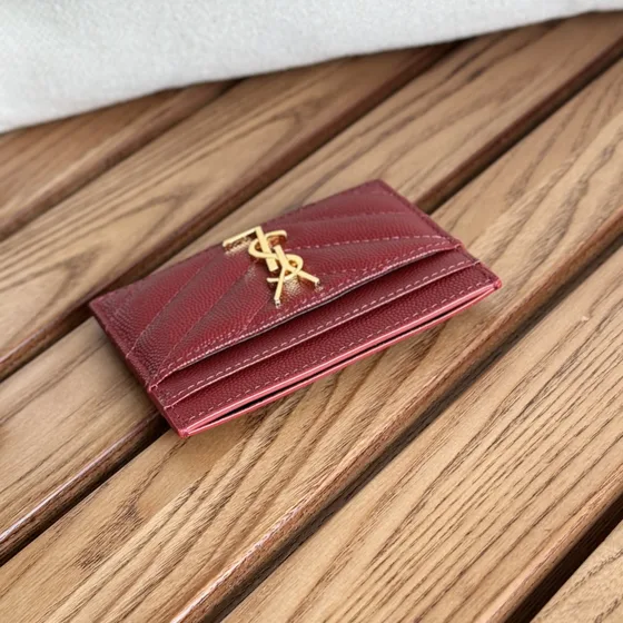 YSL Cassandre Matelassé Card Holder Bordeaux Card Holder