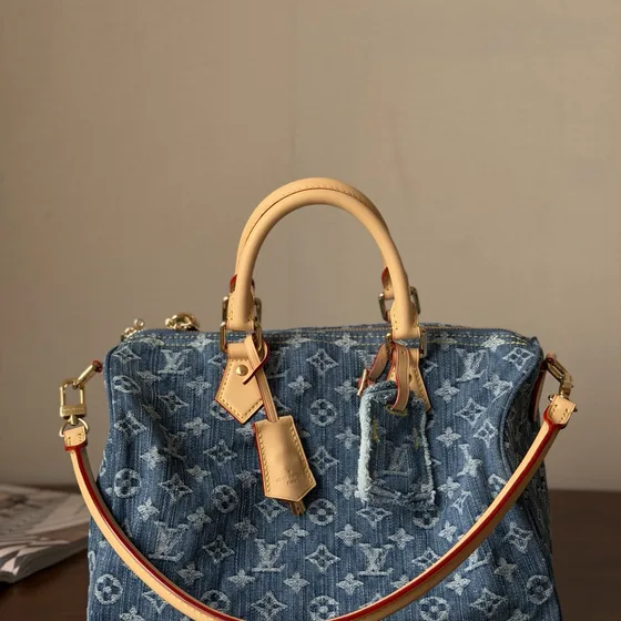 Louis Vuitton Speedy Bandouliere Denim Biru Shoulder Bag