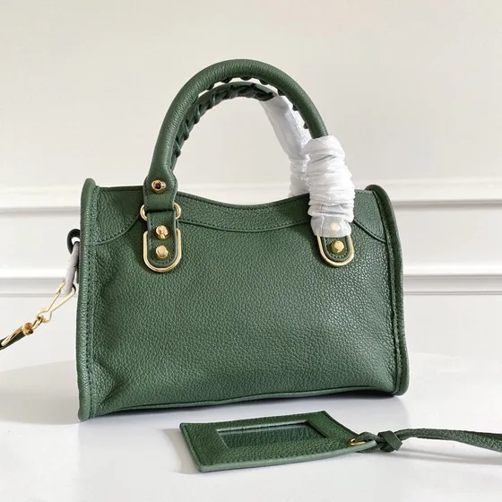 Balenciaga City Metallic Edge Mini Dark Green Top Handle