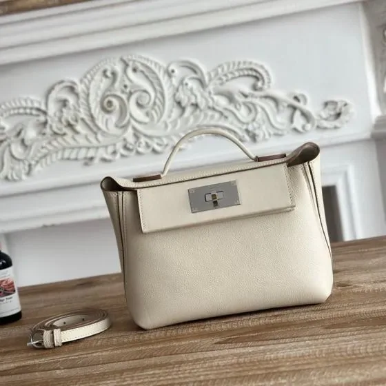 Hermes 24 24 White Top Handle