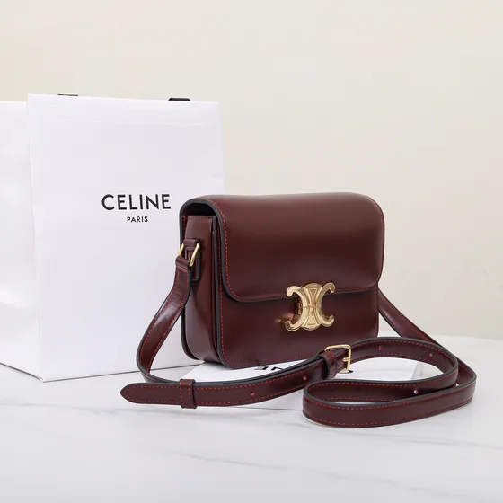 Celine Triomphe Бордовый Сумка на плечо