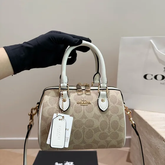 Coach Mini Rowan Crossbody Khaki/Hvid Crossbody