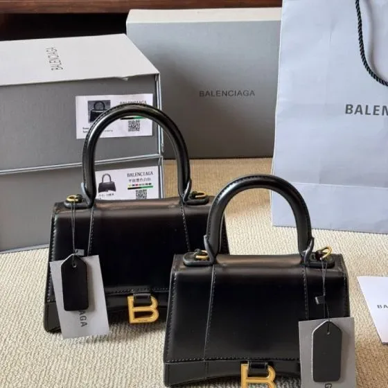 Balenciaga Hourglass Top Handle Bag Black Top Handle