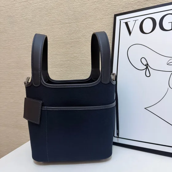 Hermes Cargo Picotin Lock Dark Azul Asa superior