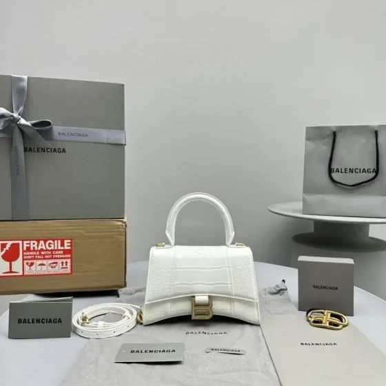 Balenciaga Hourglass Top Handle Bag Xs White Top Handle