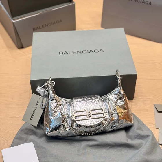 Balenciaga Bb Soft Hobo Bag Argento Hobo