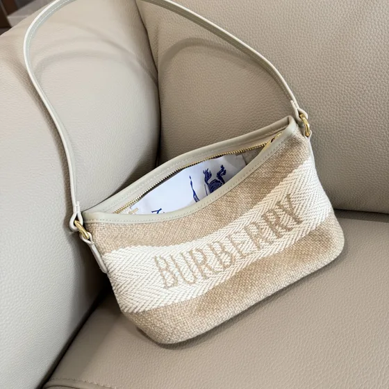 Burberry Mini Doek Shoulder Etui Beige/Wit Schoudertas