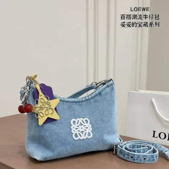 Loewe Cubi Anagram Denim Bag Light Blue Denim Hobo