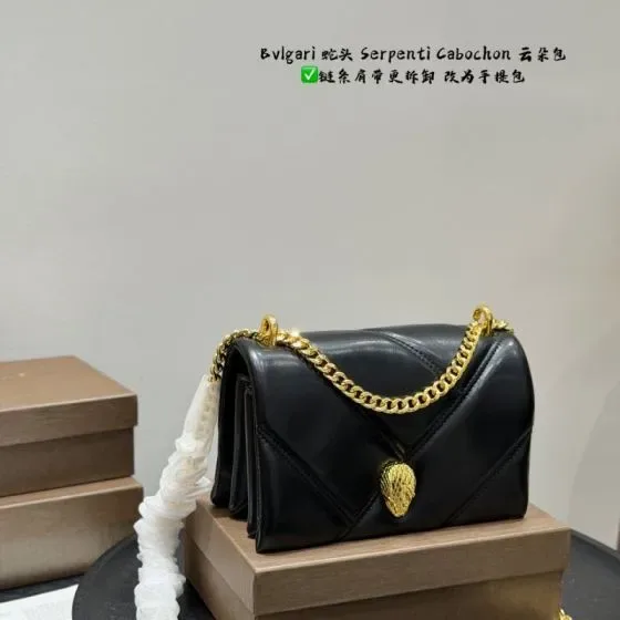 Bvlgari Serpenti Cabochon Black Shoulder Bag