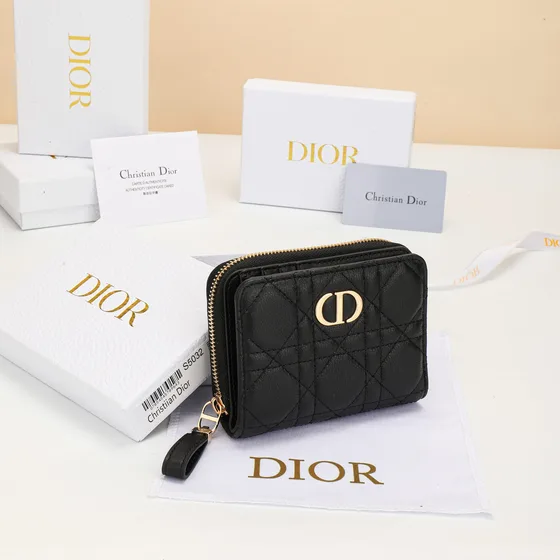 Dior Dior Caro Compact Zipped Wallet أسود Wallet