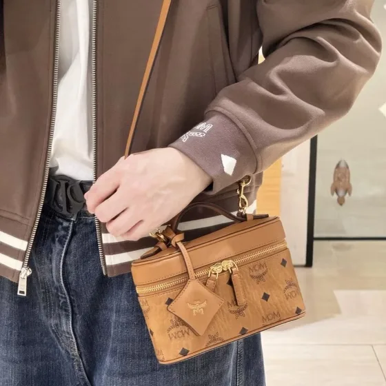MCM Aren Crossbody Vanity Case Cognac Crossbody