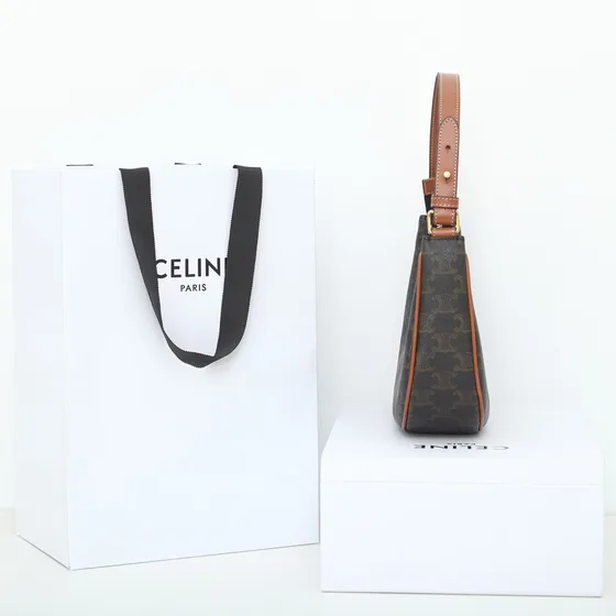 Celine Ava Bag Triomphe Lona Marrom Hobo