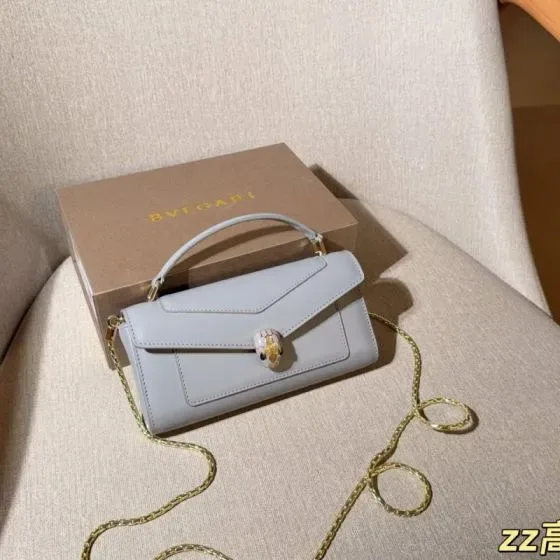 Bvlgari Serpenti Forever Chain Wallet Light Blue Woc