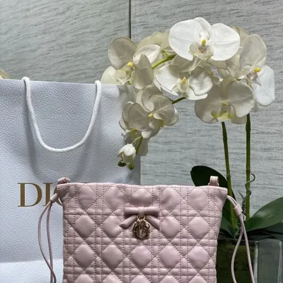 Dior Miss Dior Drawstring Mini Bag Lyserød Crossbody