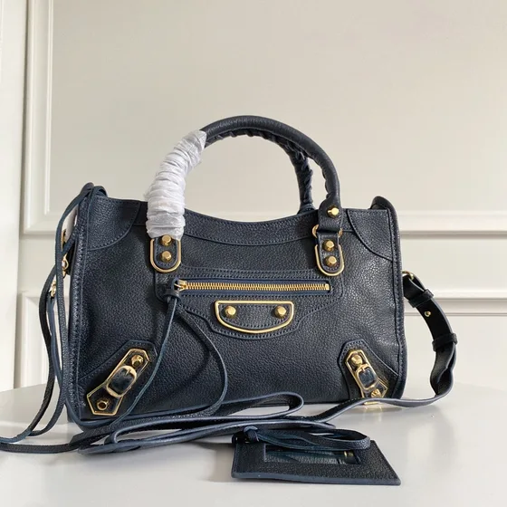 Balenciaga City Metallic Edge Dark Blue Top Handle