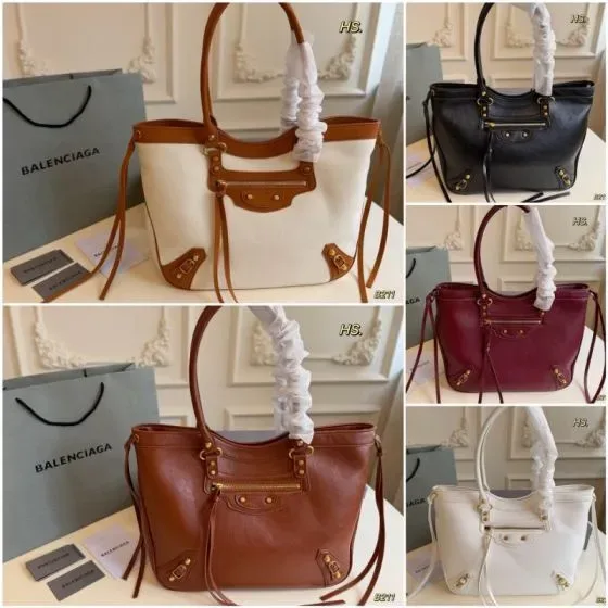 Balenciaga Le City Tote Bag White Brown Tote Bag