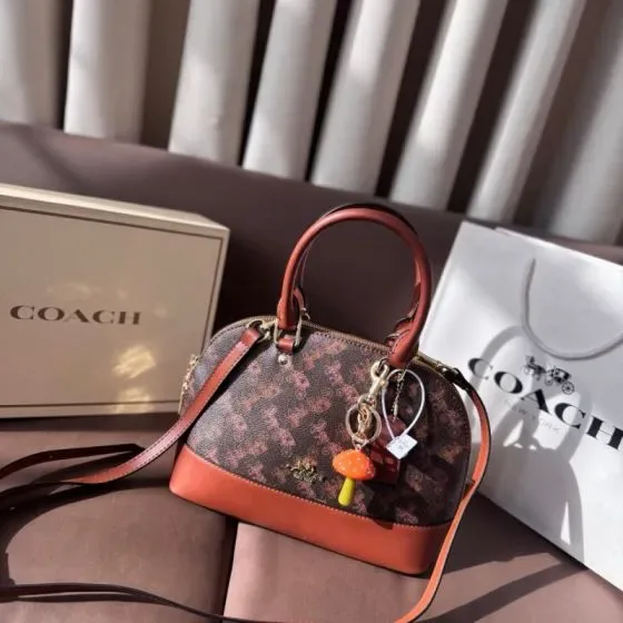 Coach Mini Sierra Satchel Brown Orange Top Handle