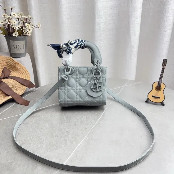 Dior Lady Dior Mini Haze Xanh dương/Xám Xanh dương Top Handle