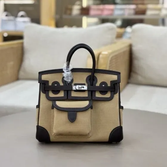 Hermes Birkin 25 Cargo Beige Dark Brown Top Handle