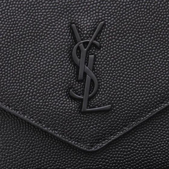 YSL Cassandre Matelass Envelope Wallet Black Wallet