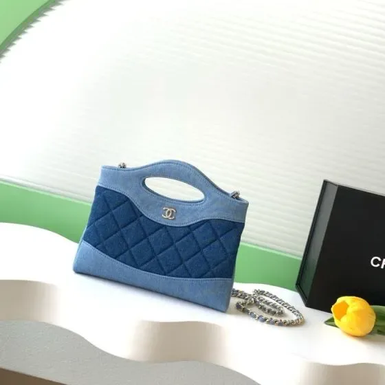 Chanel 31 Mini Shopping Bag Blue Top Handle
