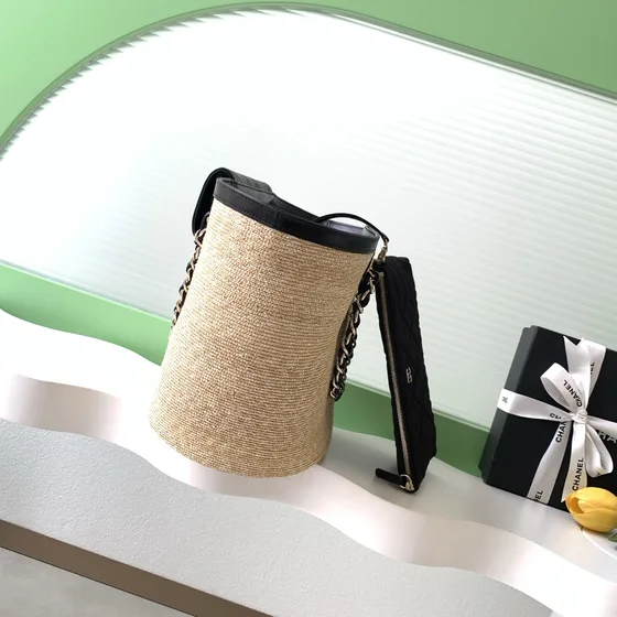 Chanel Straw Tote Бежевый/Чёрный Сумка-шоппер