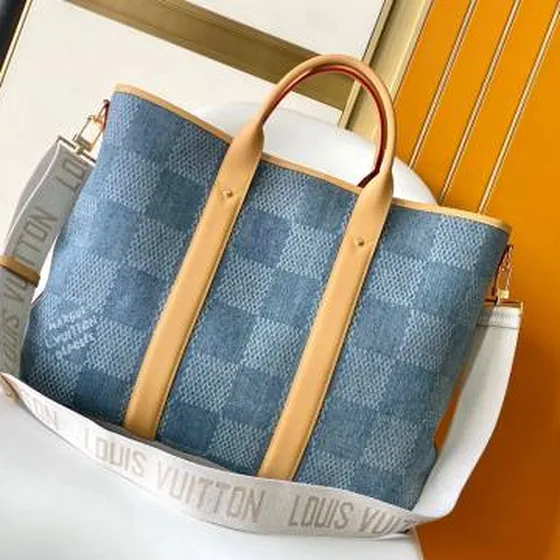 Louis Vuitton N40702 Damier Denim 3D Azul 43 x 34 x 17 5 cm business