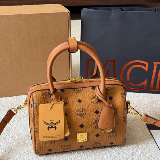 MCM Boston Tote Cognac Top Handle