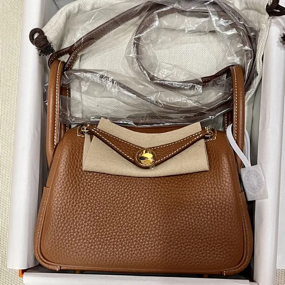 Hermes Mini Lindy Gold Crossbody