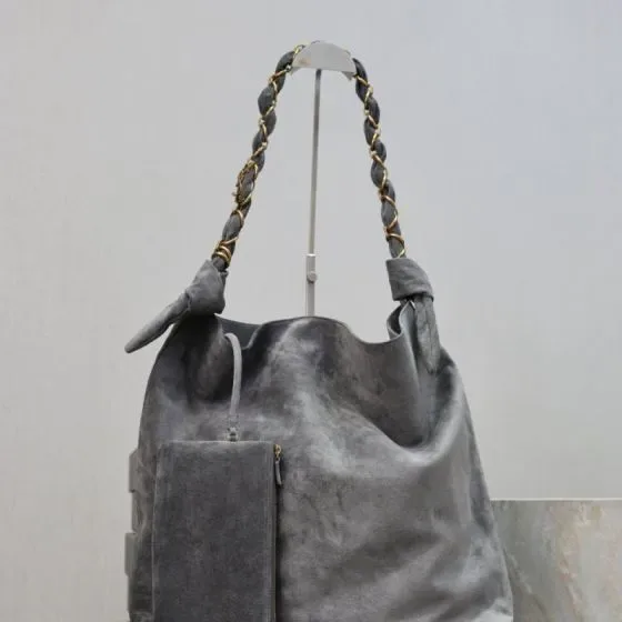 YSL Suede Chain Hobo Bag Gray Hobo