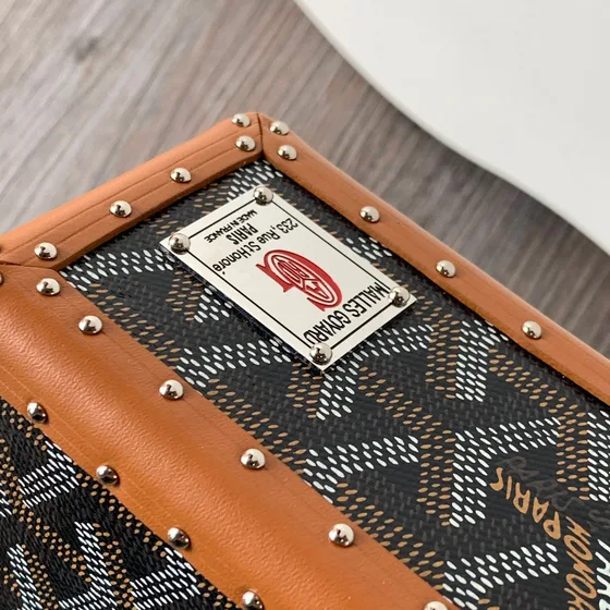 Goyard Cassette Trunk Bag Hitam Coklat Crossbody