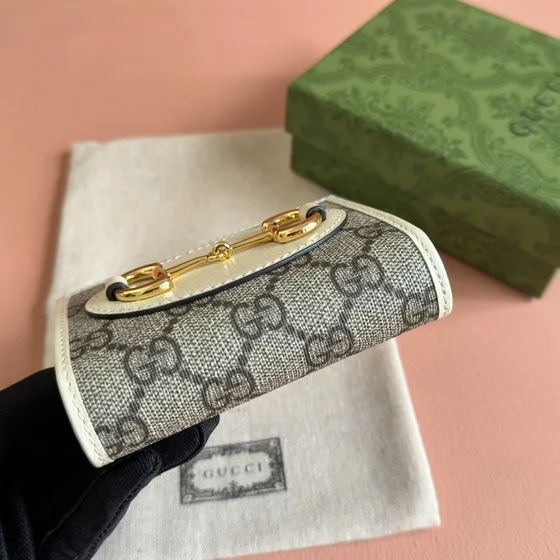 Gucci Horsebit 1955 Card Case Cartera Beige/Blanco Card Holder