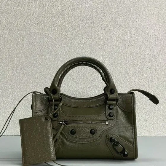 Balenciaga Le Cagole Mini Duffle Bag Olive Green Top Handle