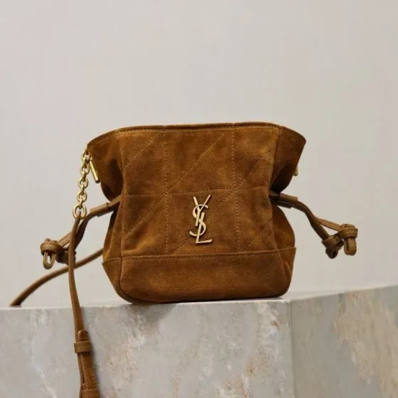 YSL Mini Jamie 4 3 Drawstring Bag Caramel Brown Crossbody