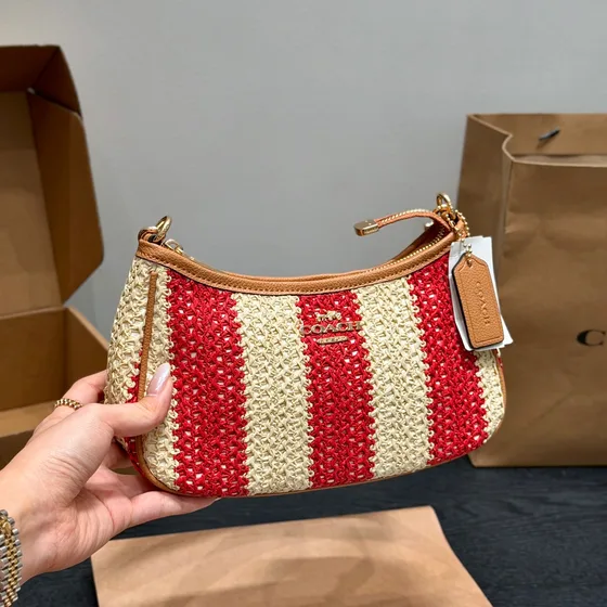 Coach Teri Borsa a spalla Beige Rosso Borsa a spalla