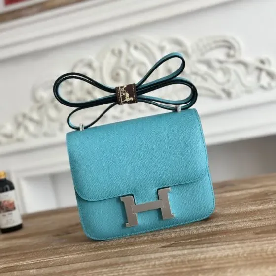 Hermes Constance Light Blauw Crossbody