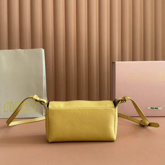 Miu Miu Leather Mini Bag Yellow Crossbody