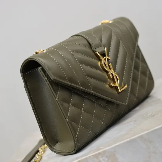 YSL Envelope Chain Bag Army Verde Crossbody