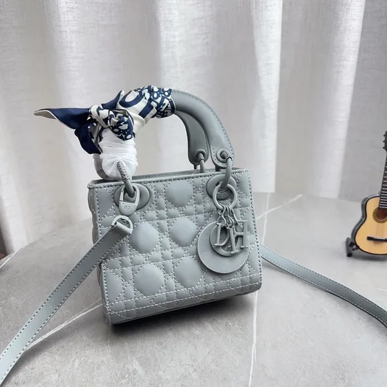 Dior Lady Dior Mini Haze Xanh dương/Xám Xanh dương Top Handle