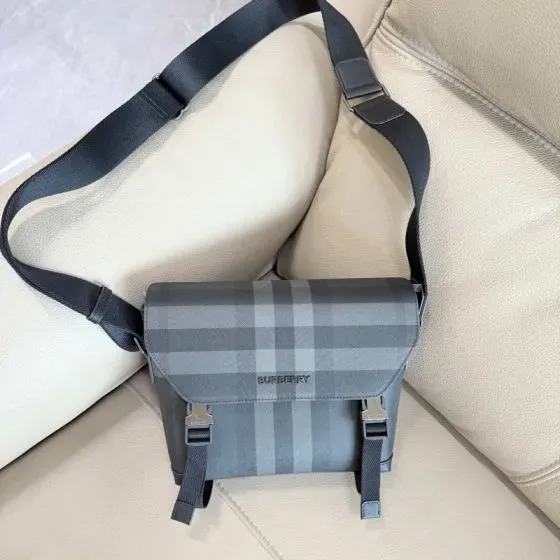 Burberry Check Crossbody Bag Charcoal Grey Crossbody