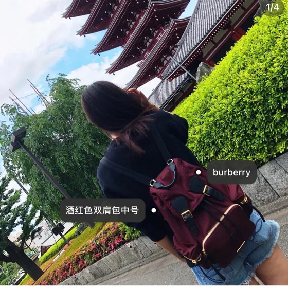 Burberry The Large Rucksack Backpack In Technical Nylon And Leather Burgundy Backpack
