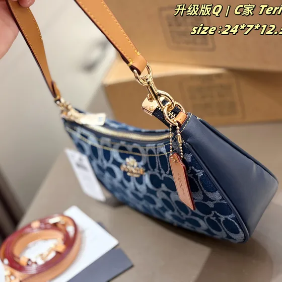 Coach Teri Сумка на плечо Denim Синий/Коричневый 24*7*12.5cm Сумка на плечо